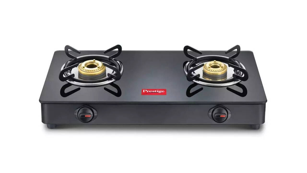 Prestige IRIS Toughened Glass-Top 2 Brass Burner LPG Gas Stove
