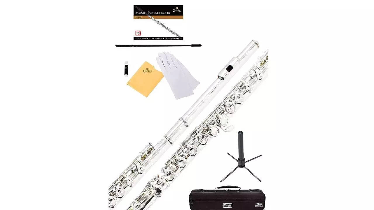 Mendini Closed Hole C Flute with Stand