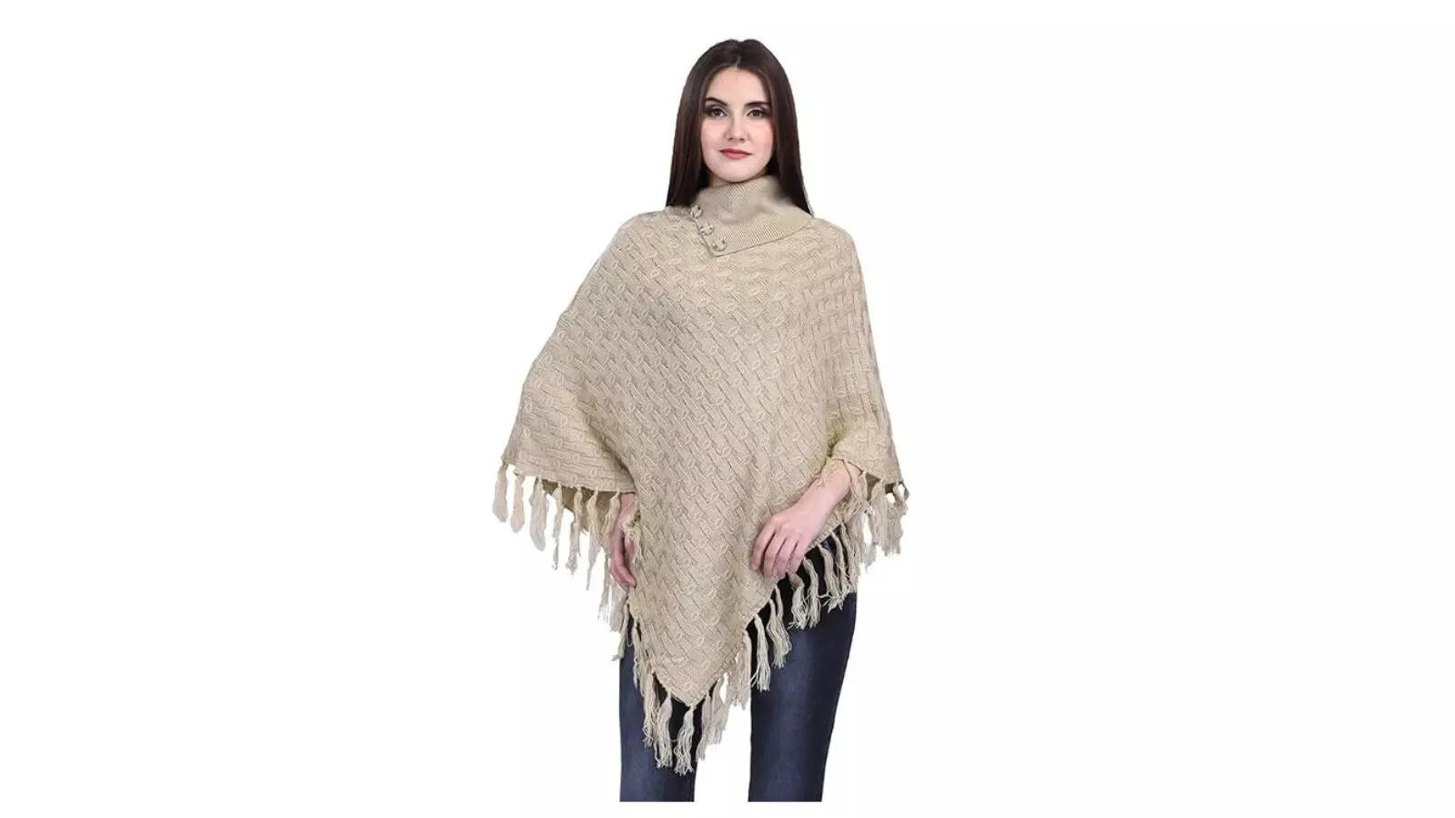 eWools Womens Wool Long Length Poncho