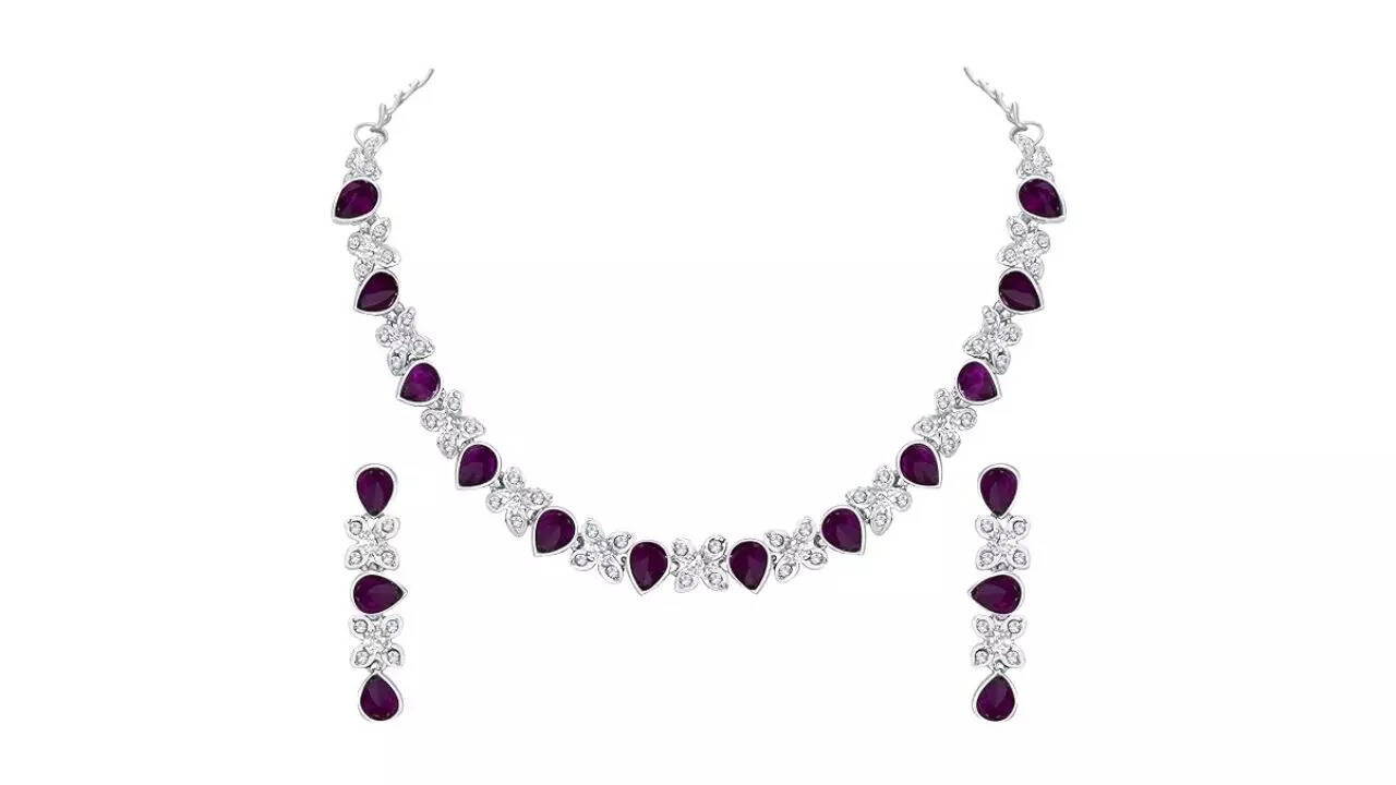 Atasi International Excellent Flower Design Silver Plated Alloy Princess Style Necklace Set for Women