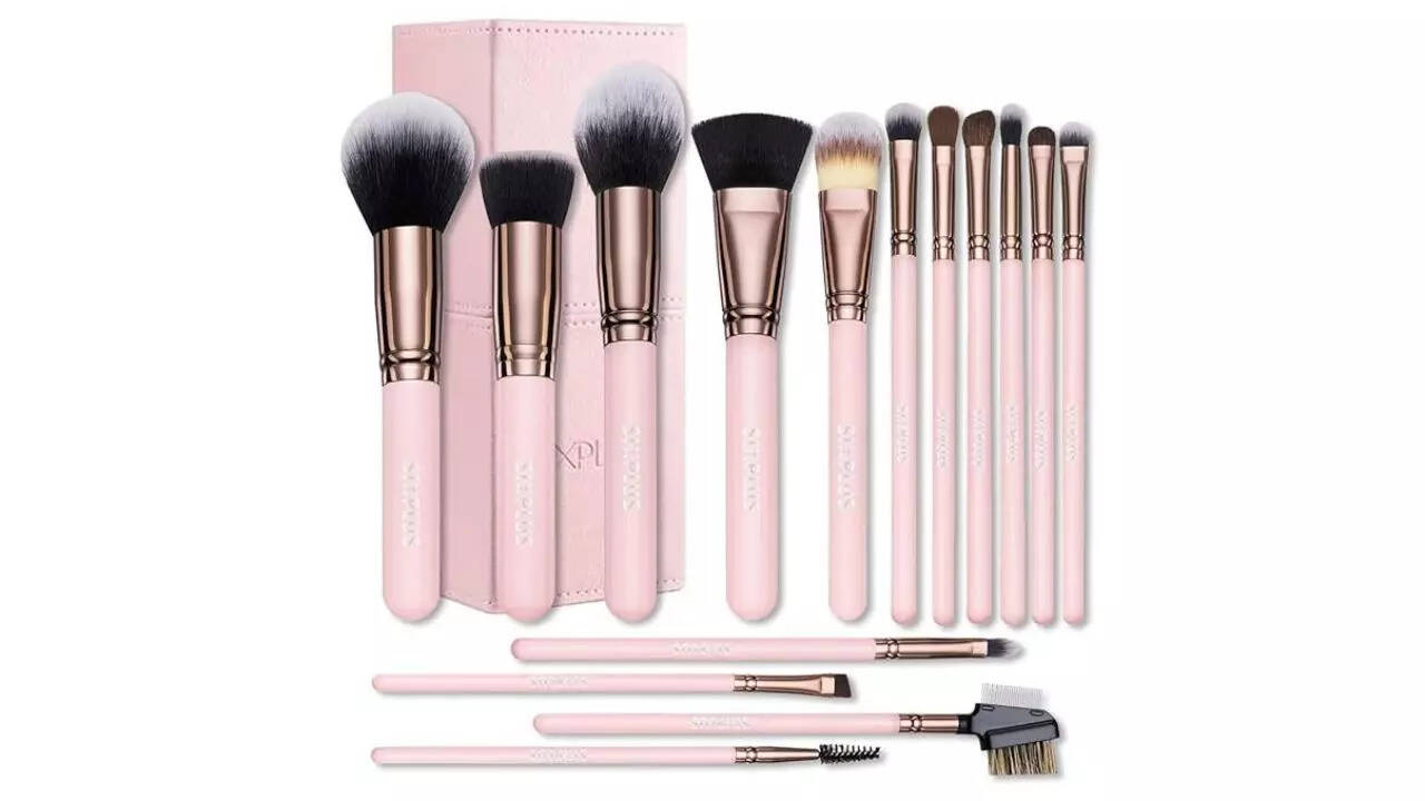 Sixplus 15Pcs Pink Makeup Brush Set