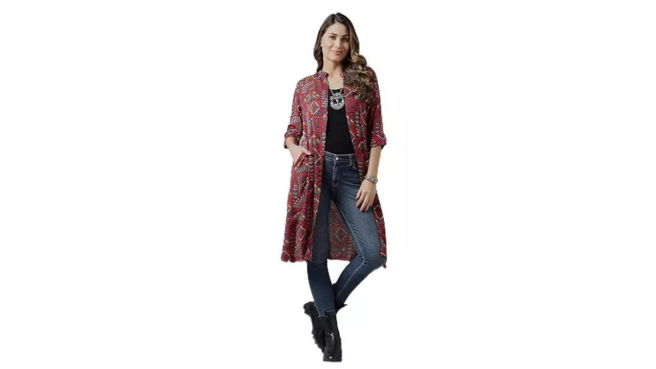 Azira Front Open Longline Printed Shrug