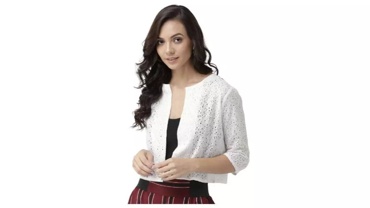 Style Quotient Women Floral Lace Open Front Shrug