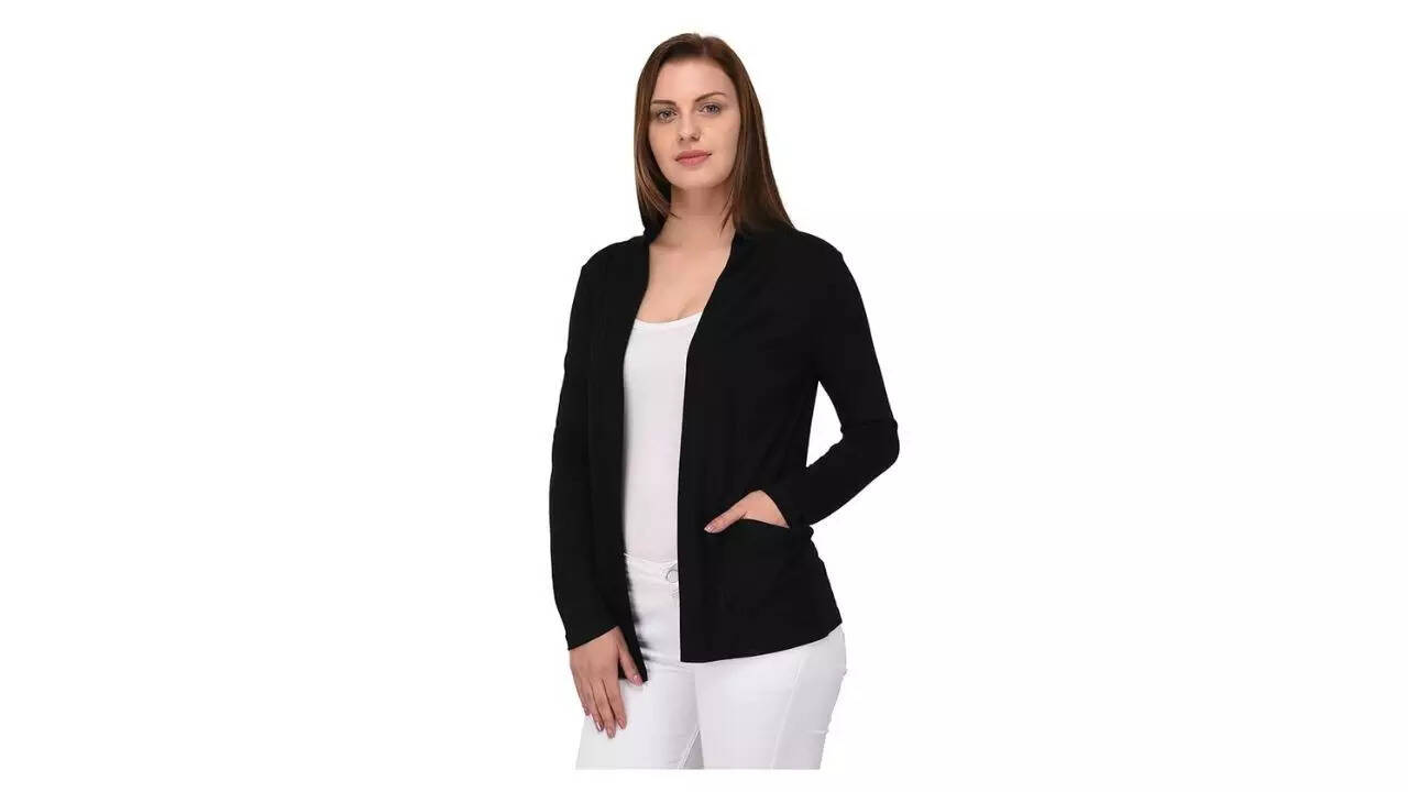 ESPRESSO Women's Rayon Collared Neck Cardigan