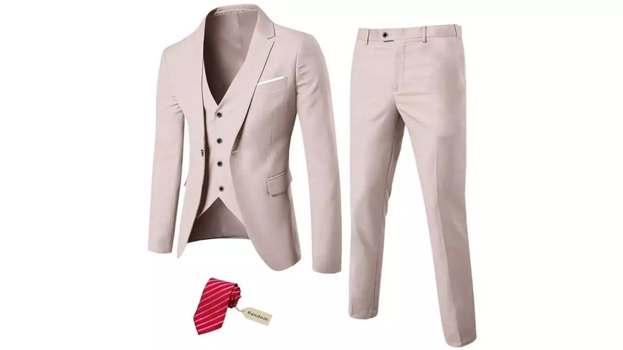 MY'S Men's Suit Slim Fit One Button 3-Piece Suit