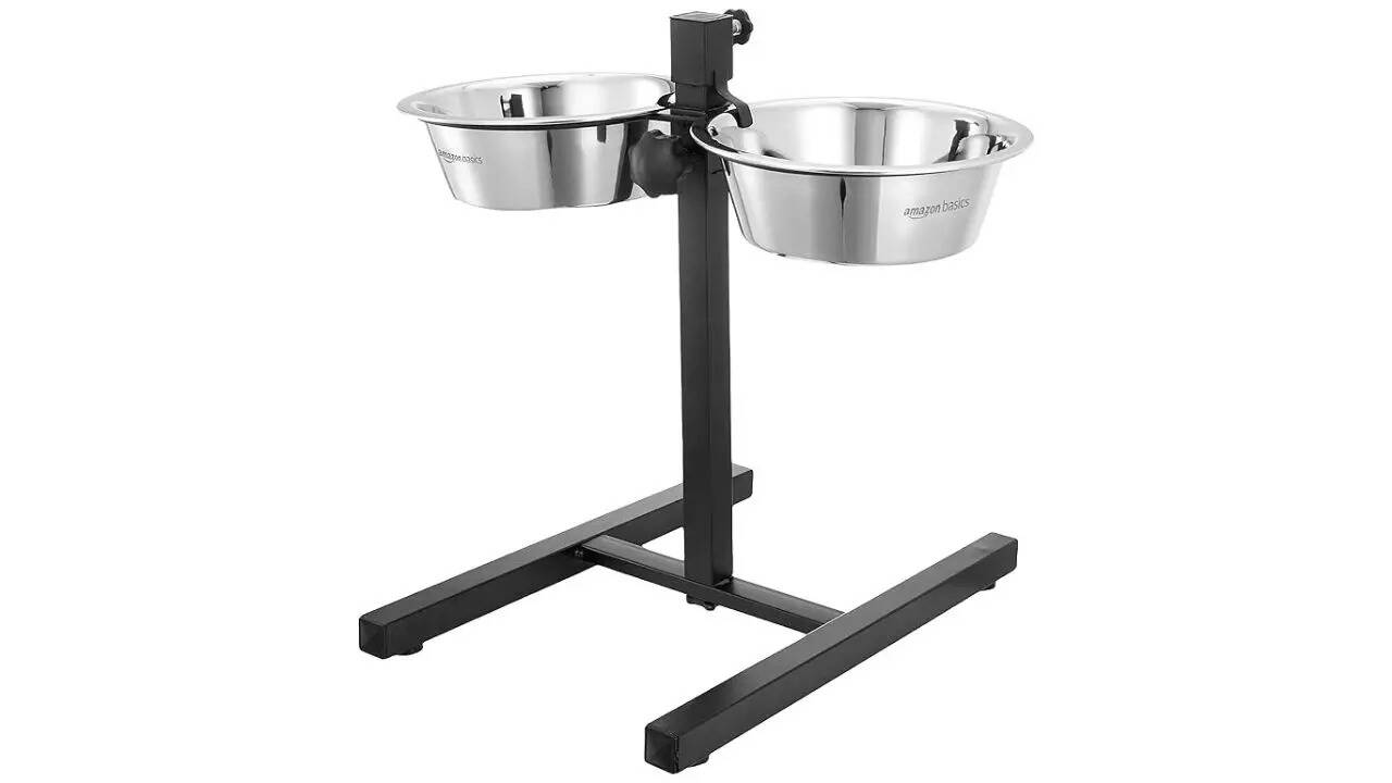 Amazon Basics Adjustable Double Diner for Food and Water for Dog