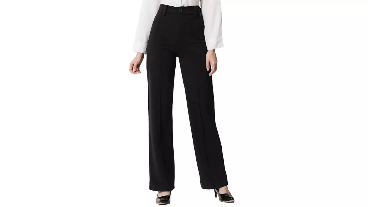 Bhochi Women Polyester Blend Solid Trousers