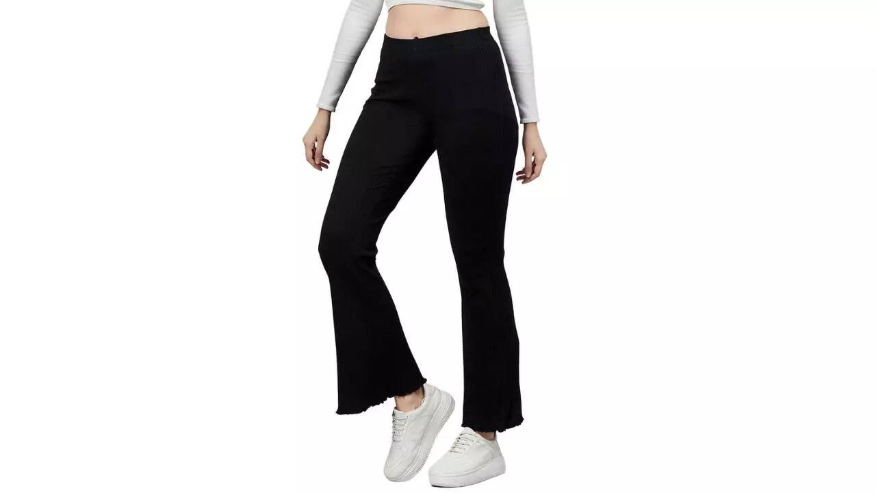 BLINKIN Ribbed Stretchable Flared Trousers
