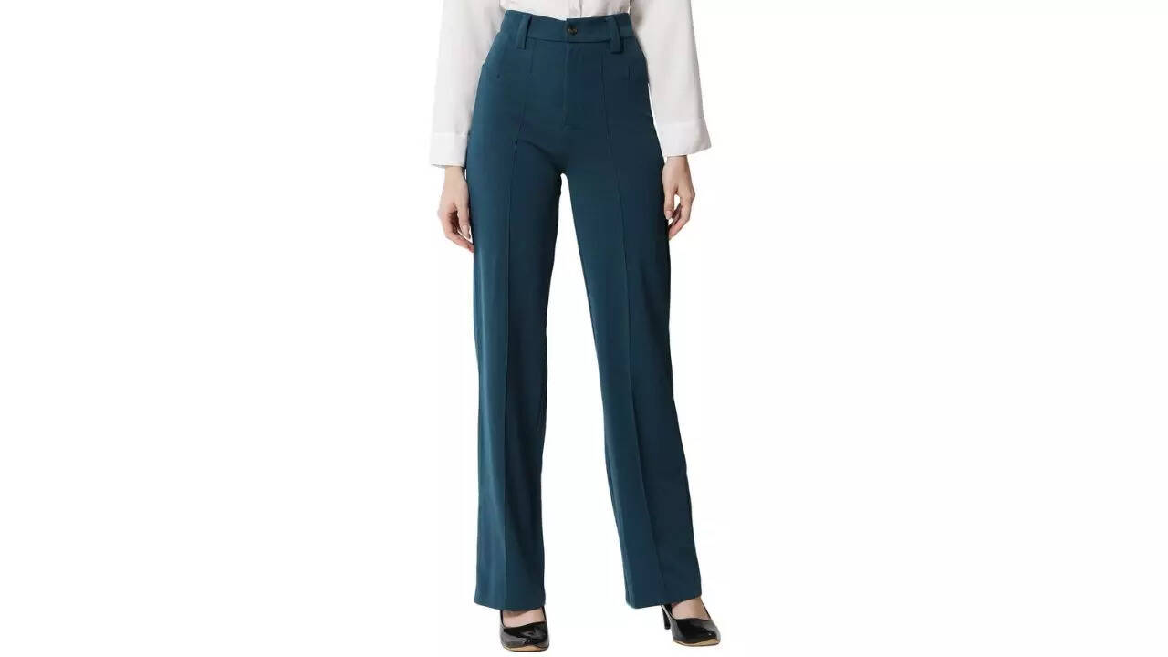 KOTTY Women Polyester Blend Solid Trousers