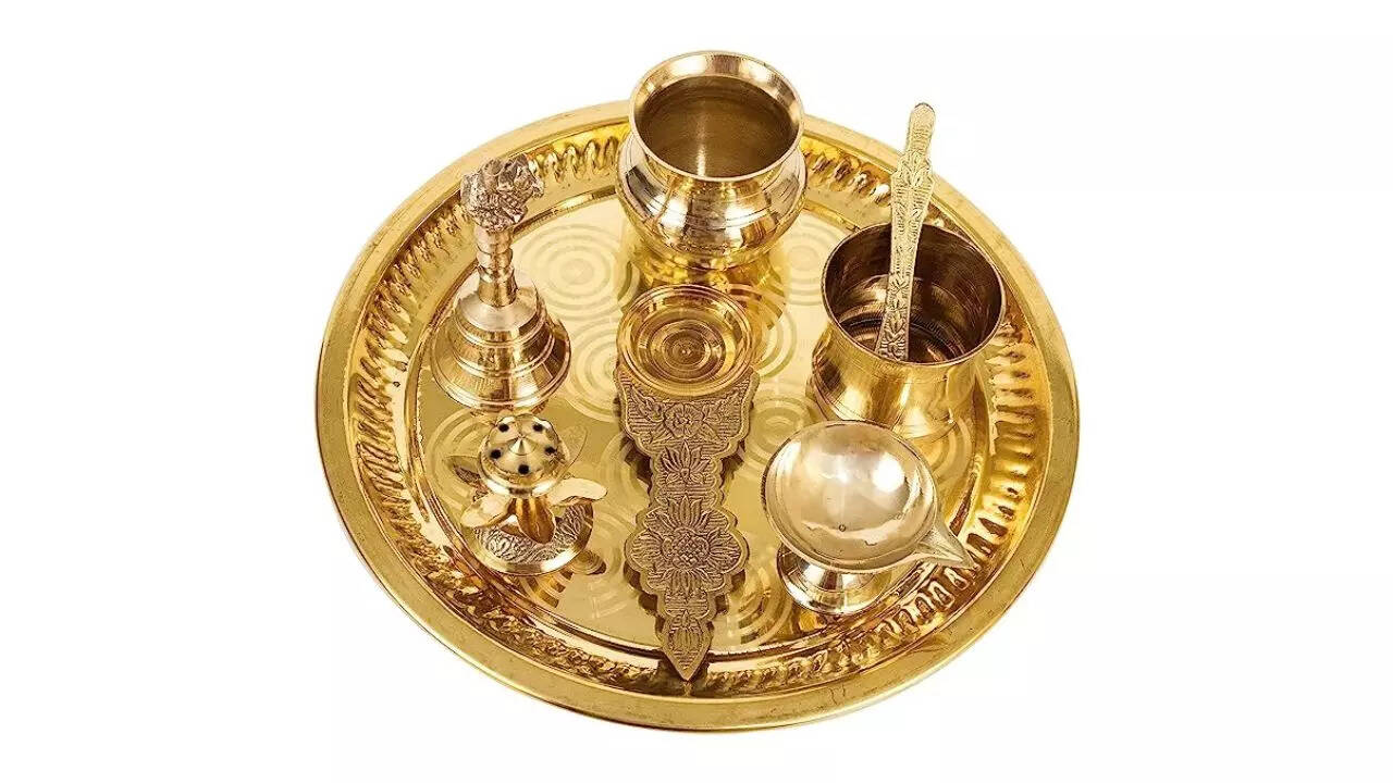Spillbox 10inch Brass Puja Thali Set