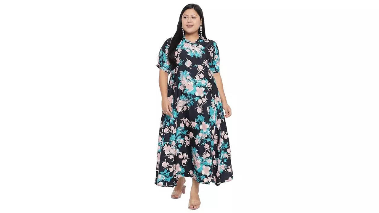 Indietoga Women's Plus Sizes Floral Printed Fit