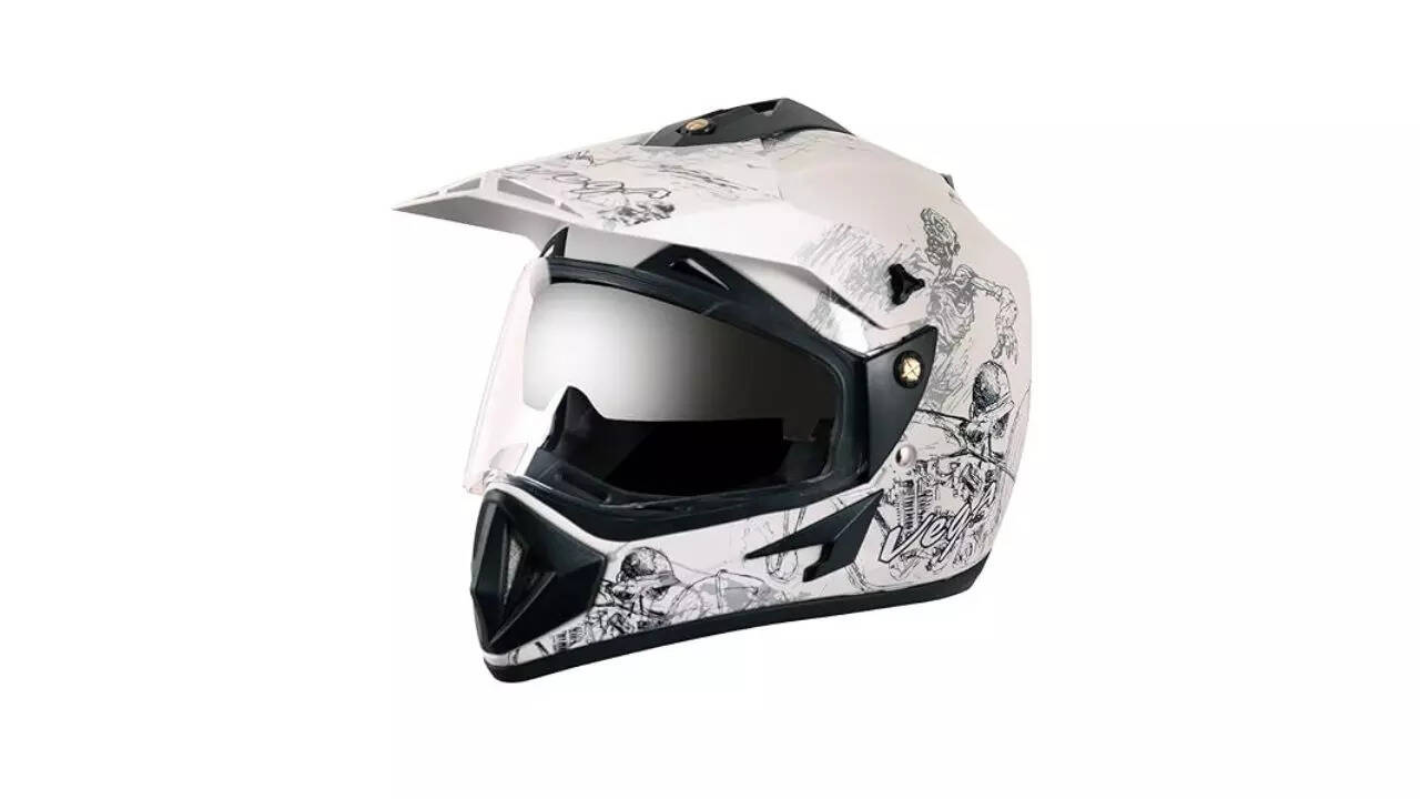 Vega Off Road Sketch ISI Certified Gloss Finish Full Face Dual Visor with Peak Helmet