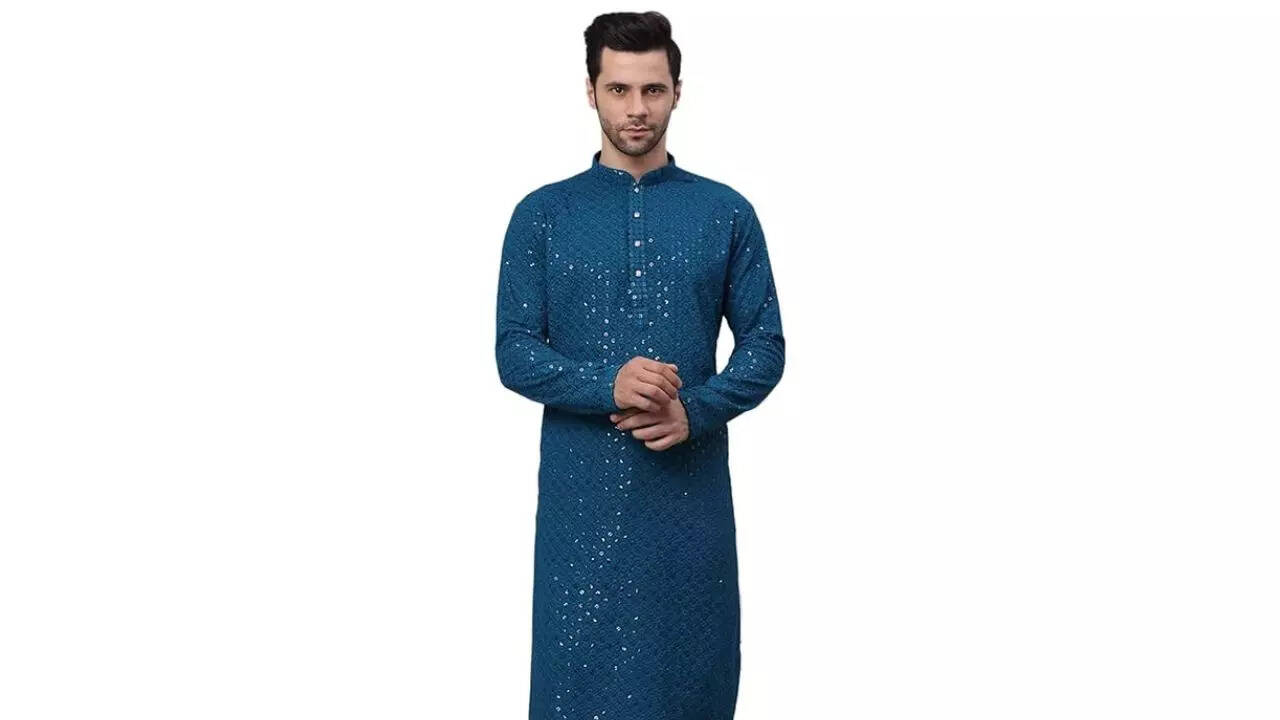 Jompers Mens Chikankari Embroidered and Sequence Kurtas