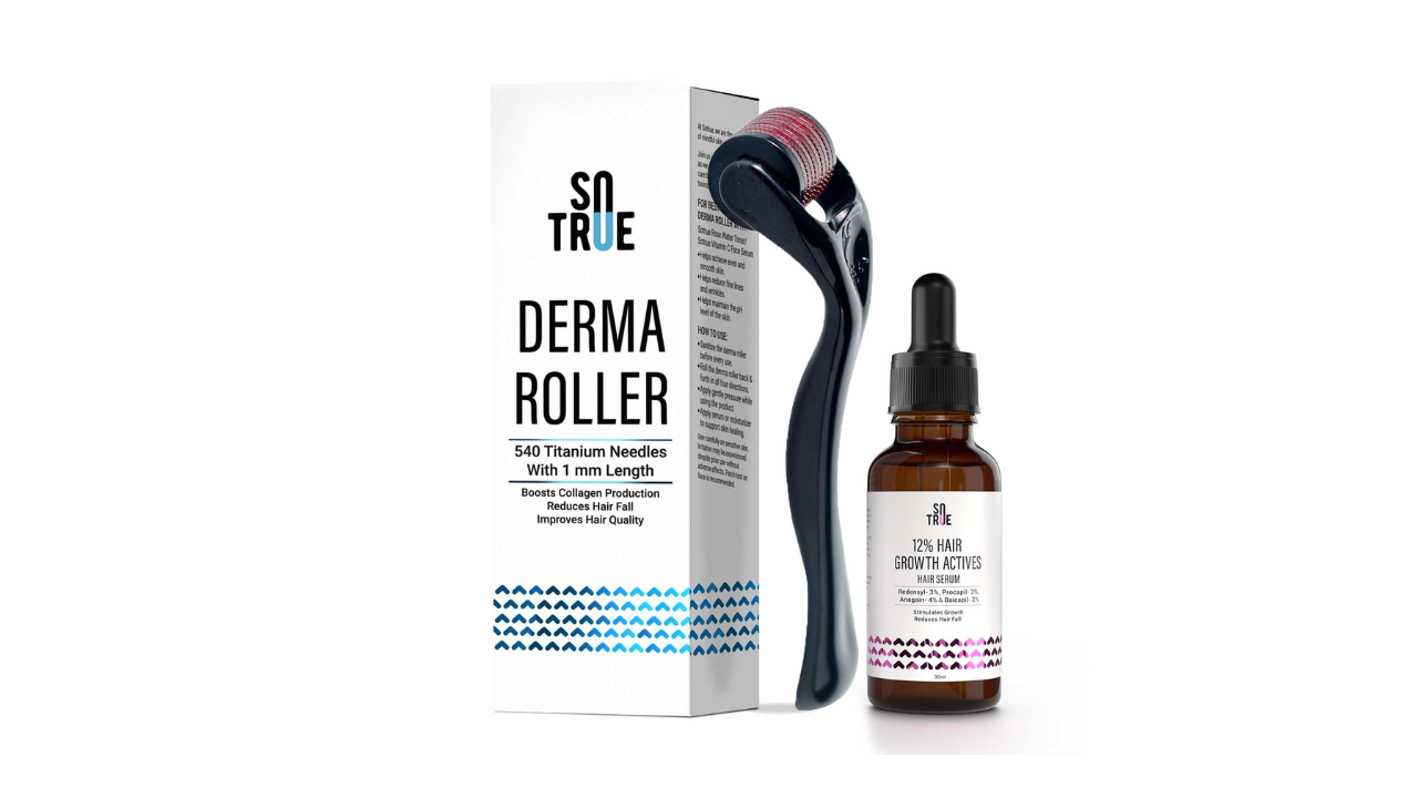 Sotrue Derma Roller 1mm with Hair Growth Serum Combo