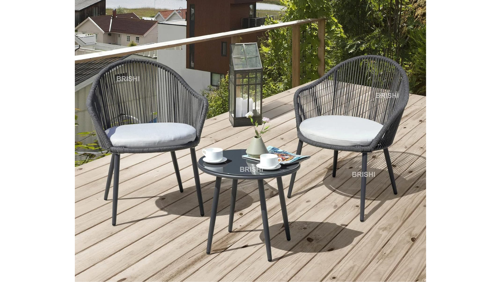 BRISHI Garden Patio Seating Chair and Table Set