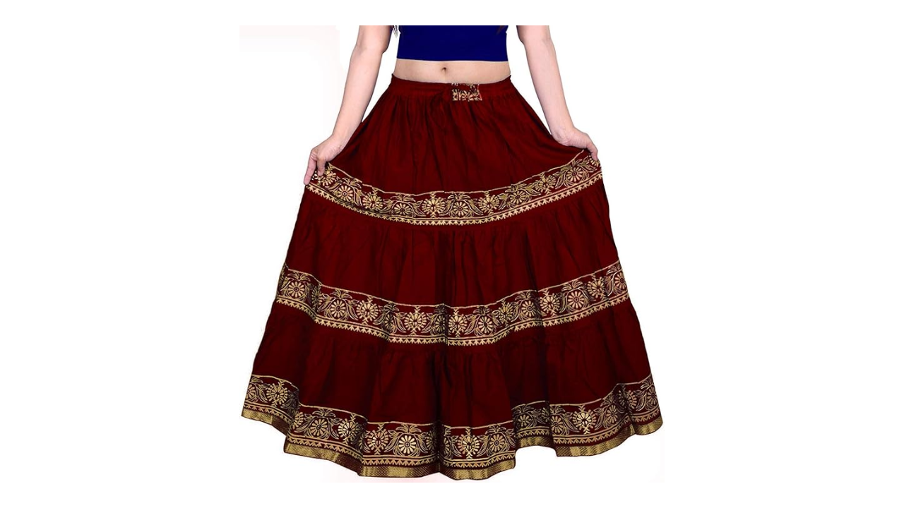 DIAMO Women Long Traditional Ethnic Skirt