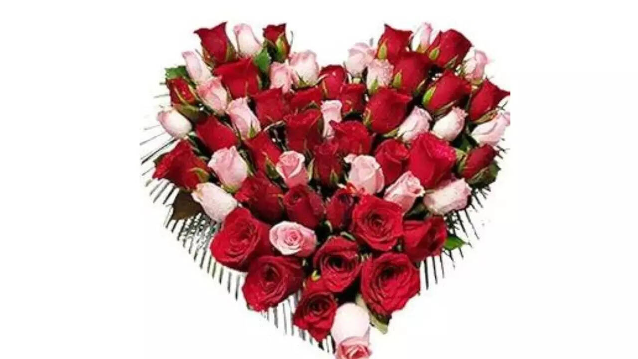 EG2i Heart arrangement of Pink & Red Rose