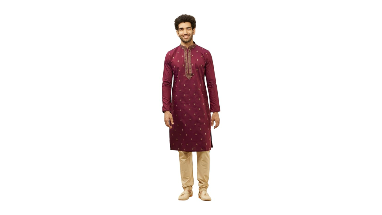 Manyavar Fern and Buta Embroidered Kurta Set