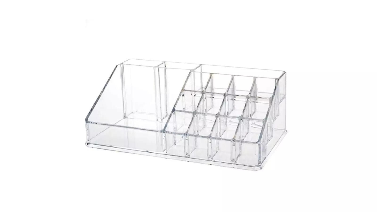 INOVERA (LABEL) Plastic 16 Compartment Cosmetic Display Cases Makeup Lipstick Storage Organizer