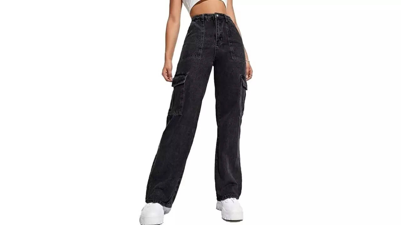 Glossia Fashion High Waist Cargo Denim Jeans Best for a Shopping Day out 