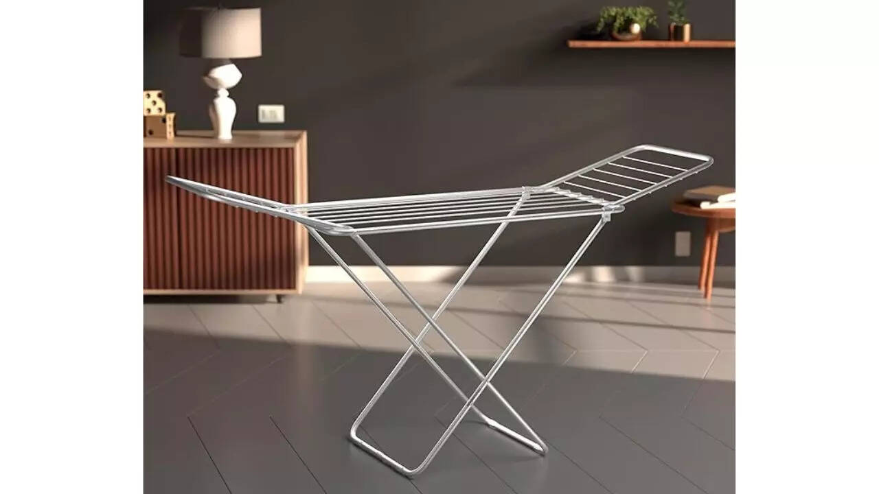 AmazonBasics Premium Cloth Drying Stand - 3 Way Folding, 42 Feet Drying Length, 20 Drying Rails (Silver)