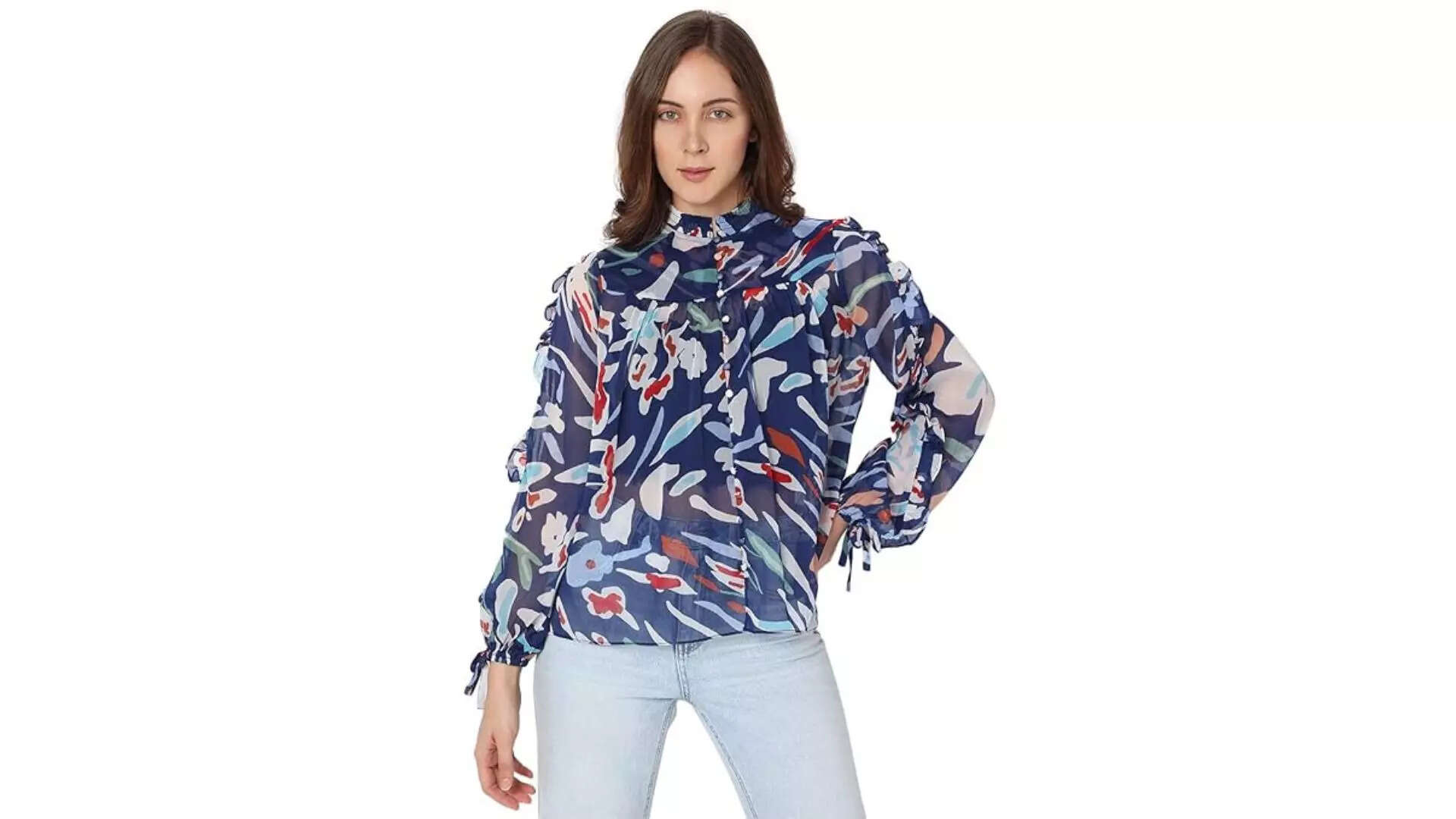 VERO MODA Printed Polyester Round Neck Women's Top