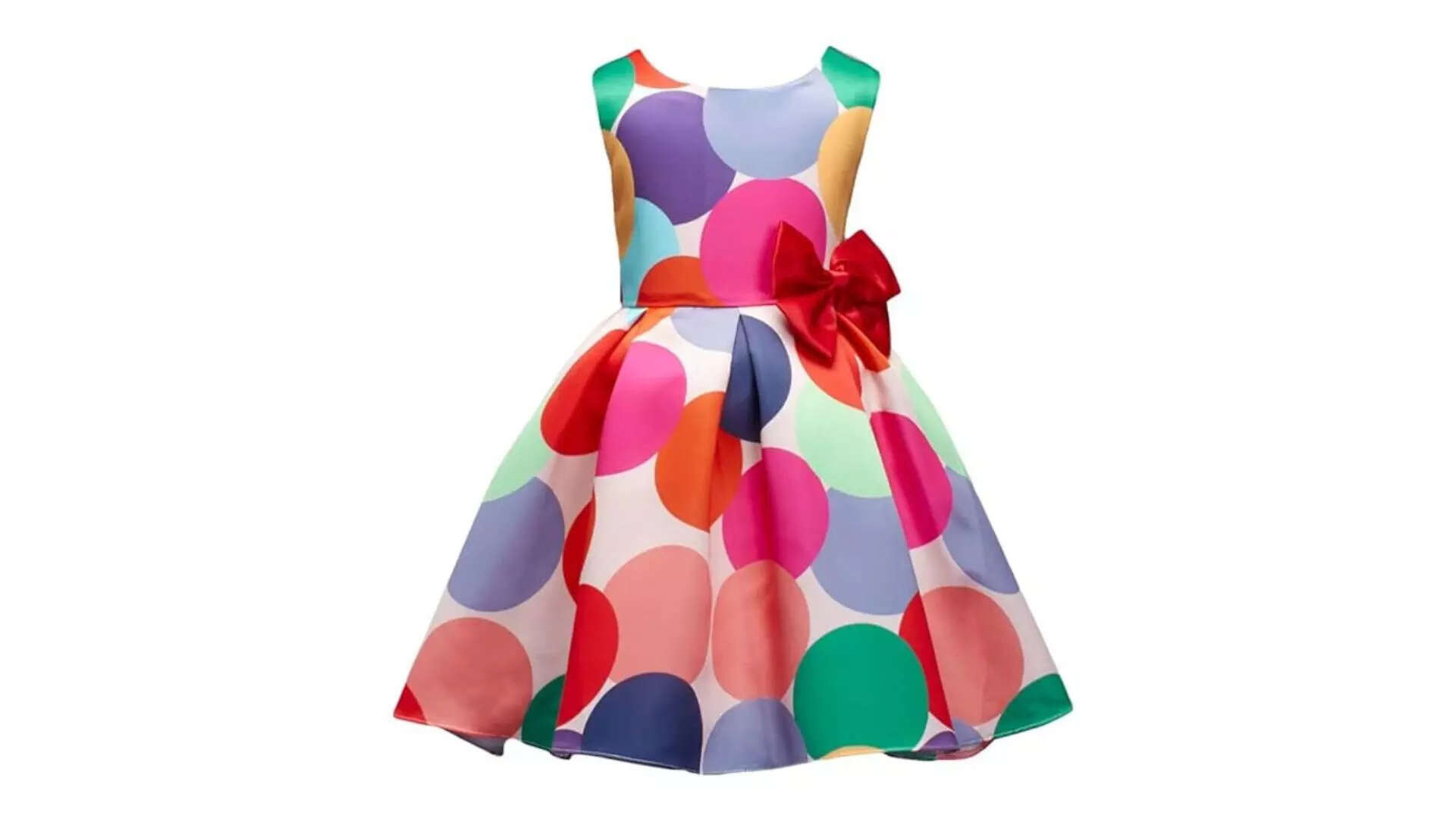Hopscotch Girls Polyester Sleeveless Polka Dot Print Party Dress