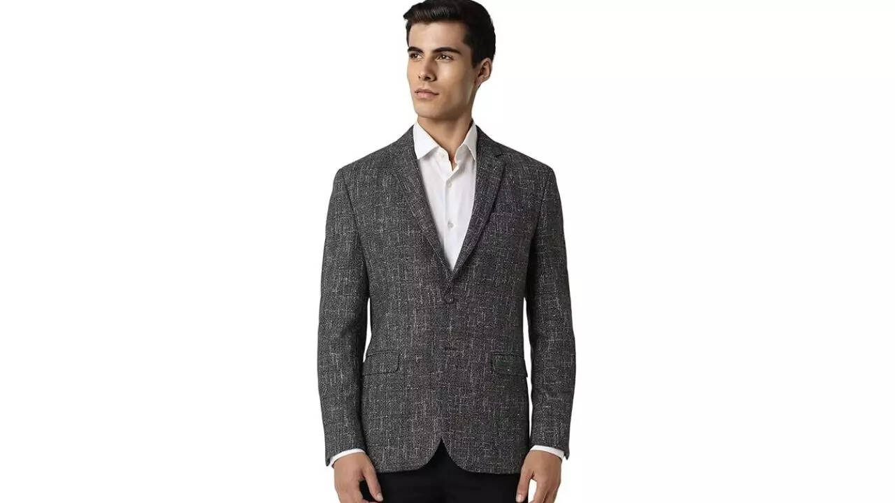 Van Heusen Slim Fit Self Design Formal Blazer Touch of Contemporary Flair 