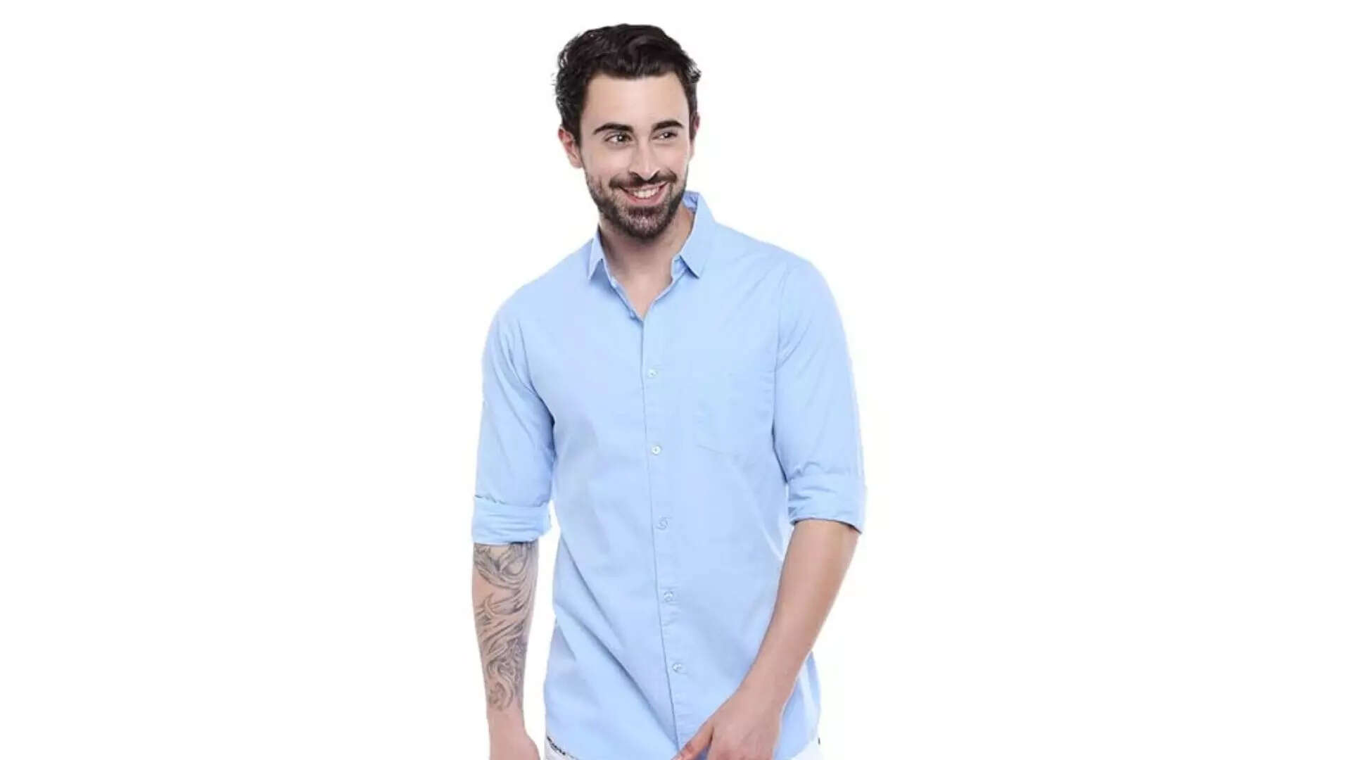 Dennis Lingo Mens Solid Slim Fit Shirt Breezy Professionalism 