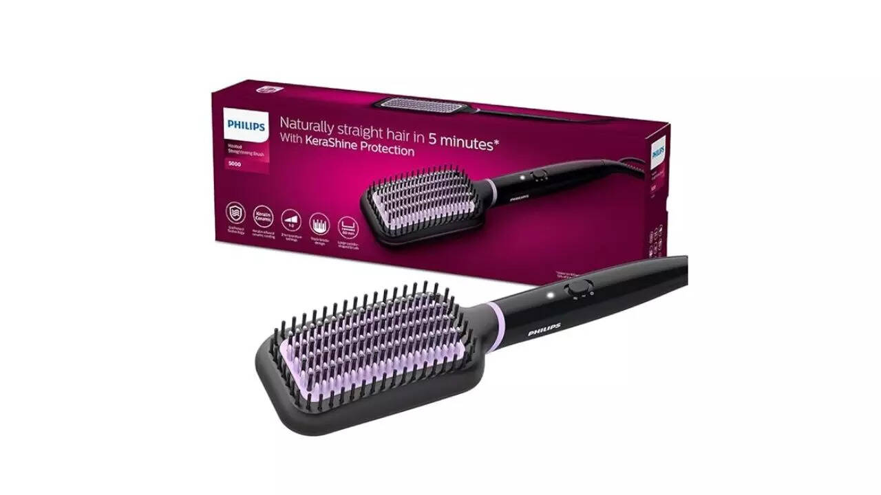 Philips Hair Straightener Brush Everyday Styling with Kerashine Care