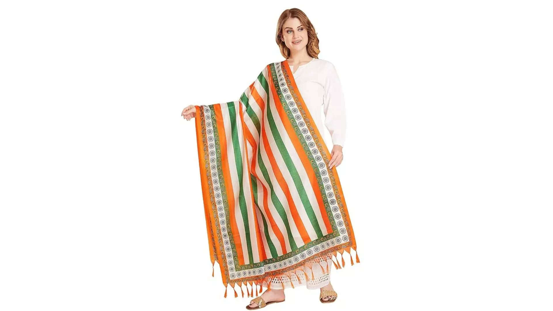 RANI SAAHIBA Womens Printed Art Silk Dupatta Vibrant Elegance 