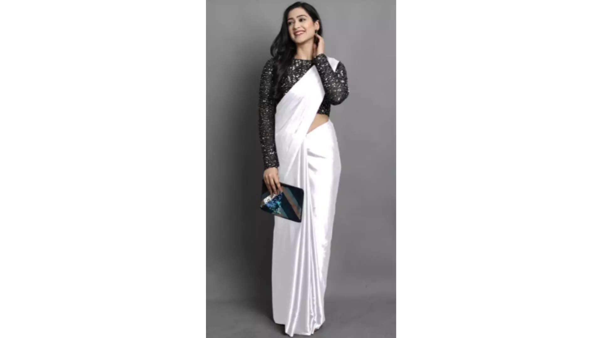 ORUS Solid Satin Saree- Transform Classic Elegance 