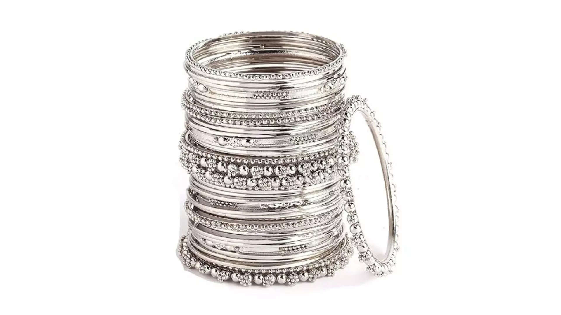 ZENEME Jewellery Traditional Silver Bangles Refined Glamour 