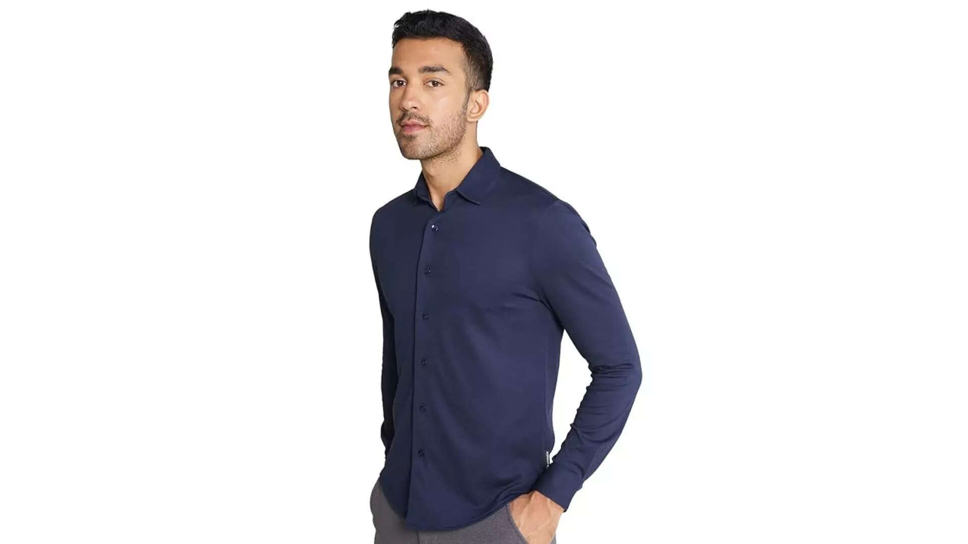 DAMENSCH Constant Cotton Navy Shirt Rich Depth Meets Classic Comfort 