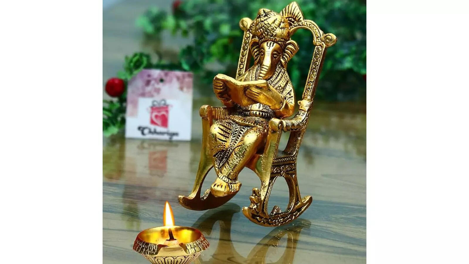 CHHARIYA CRAFTS Metal Lord Ganesh Reading Ramayana Statue