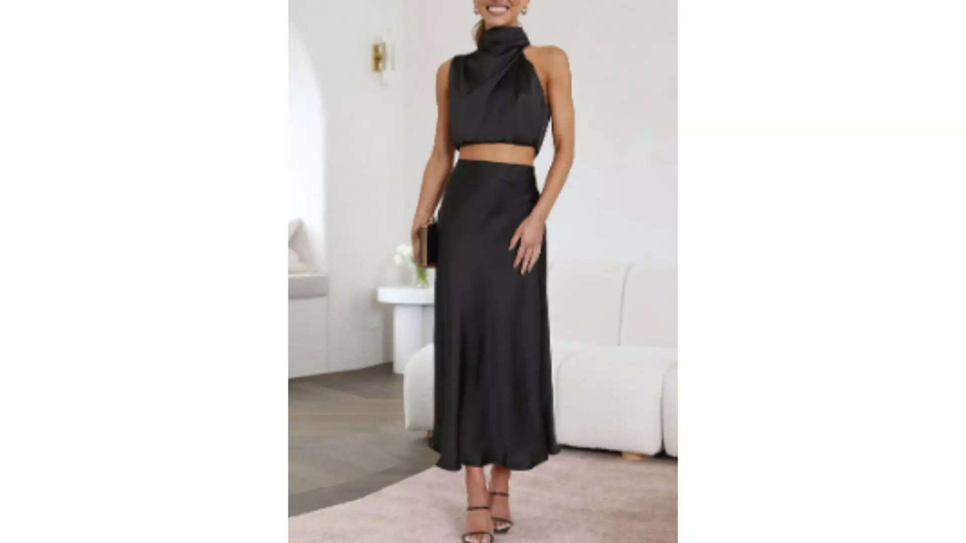 StyleCast Crop Top with Skirt Co-ord Set Classic Black Redefined 