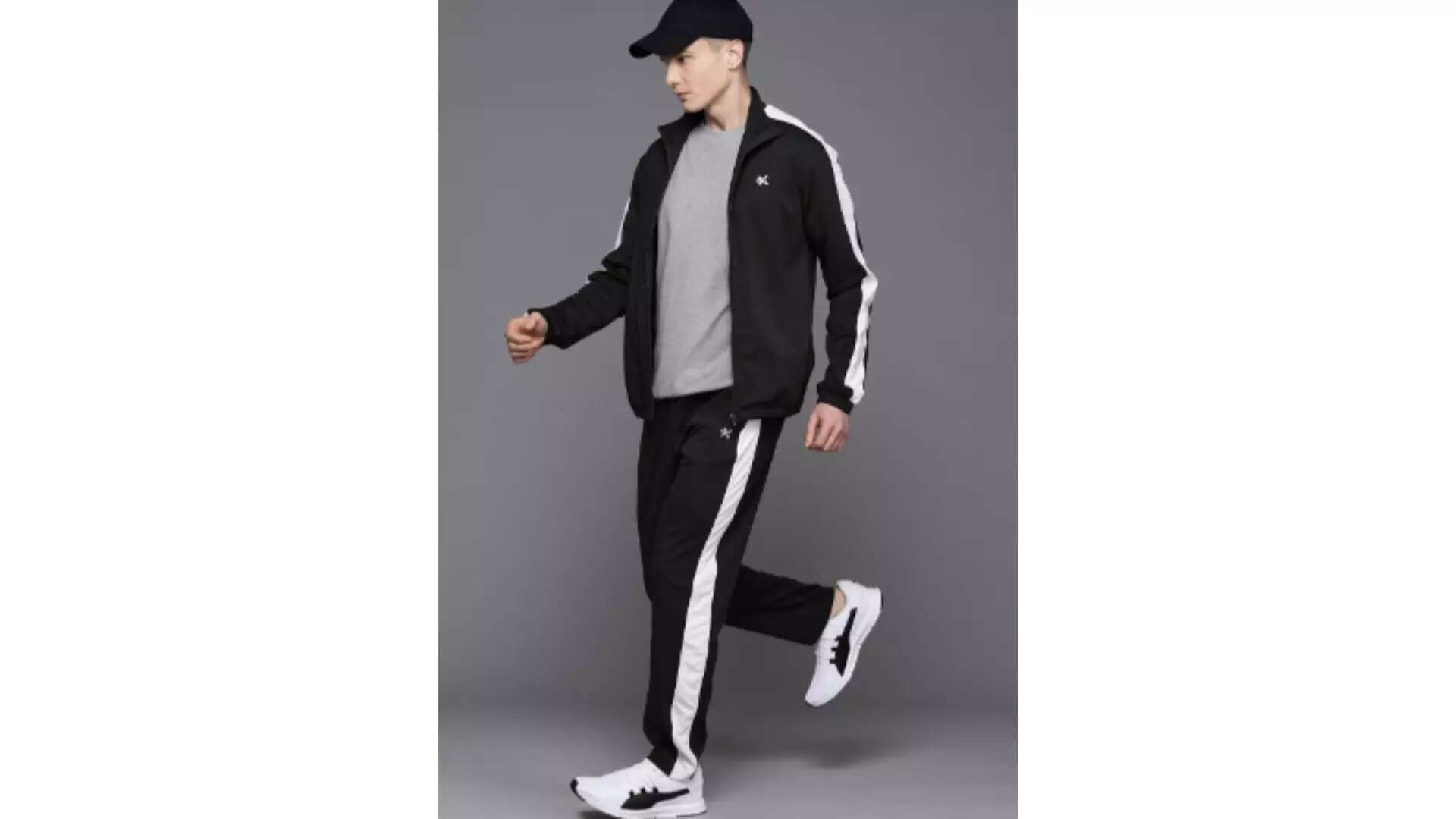 HRX by Hrithik Roshan Men Striped Rapid-Dry Sports Tracksuit Stripes in Motion 