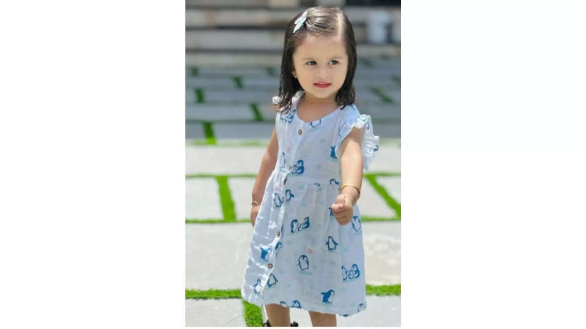 Honcho Baby Girls Conversational Printed Fit  Flare Dress Bright and Beautiful