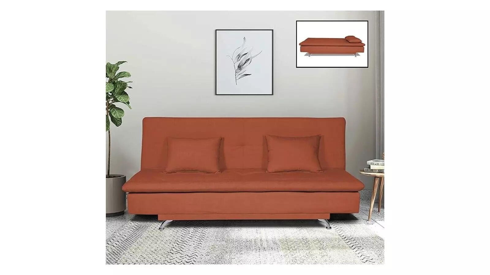 Adorn India Aspen 3 Seater Single Tone Sofa Cum Bed