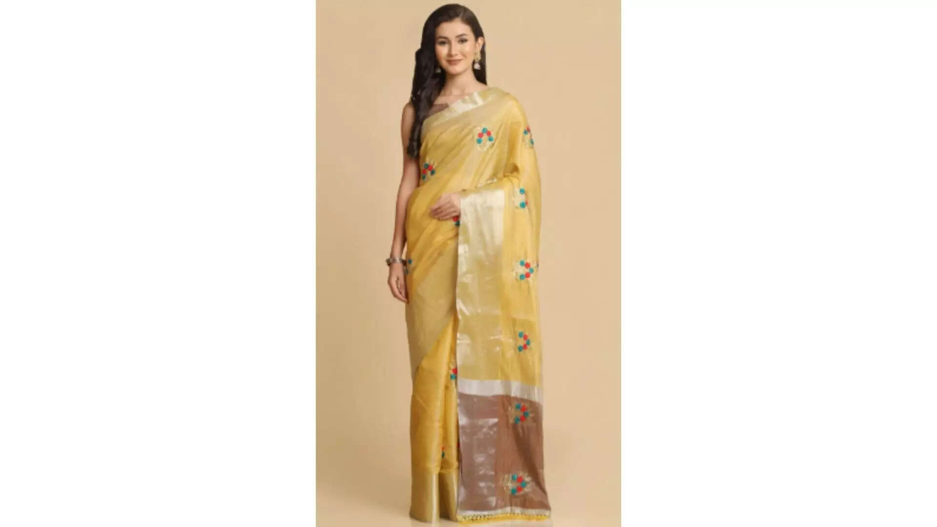 ASISA Floral Embroidered Zari Pure Cotton Saree Brighten Up Your Style