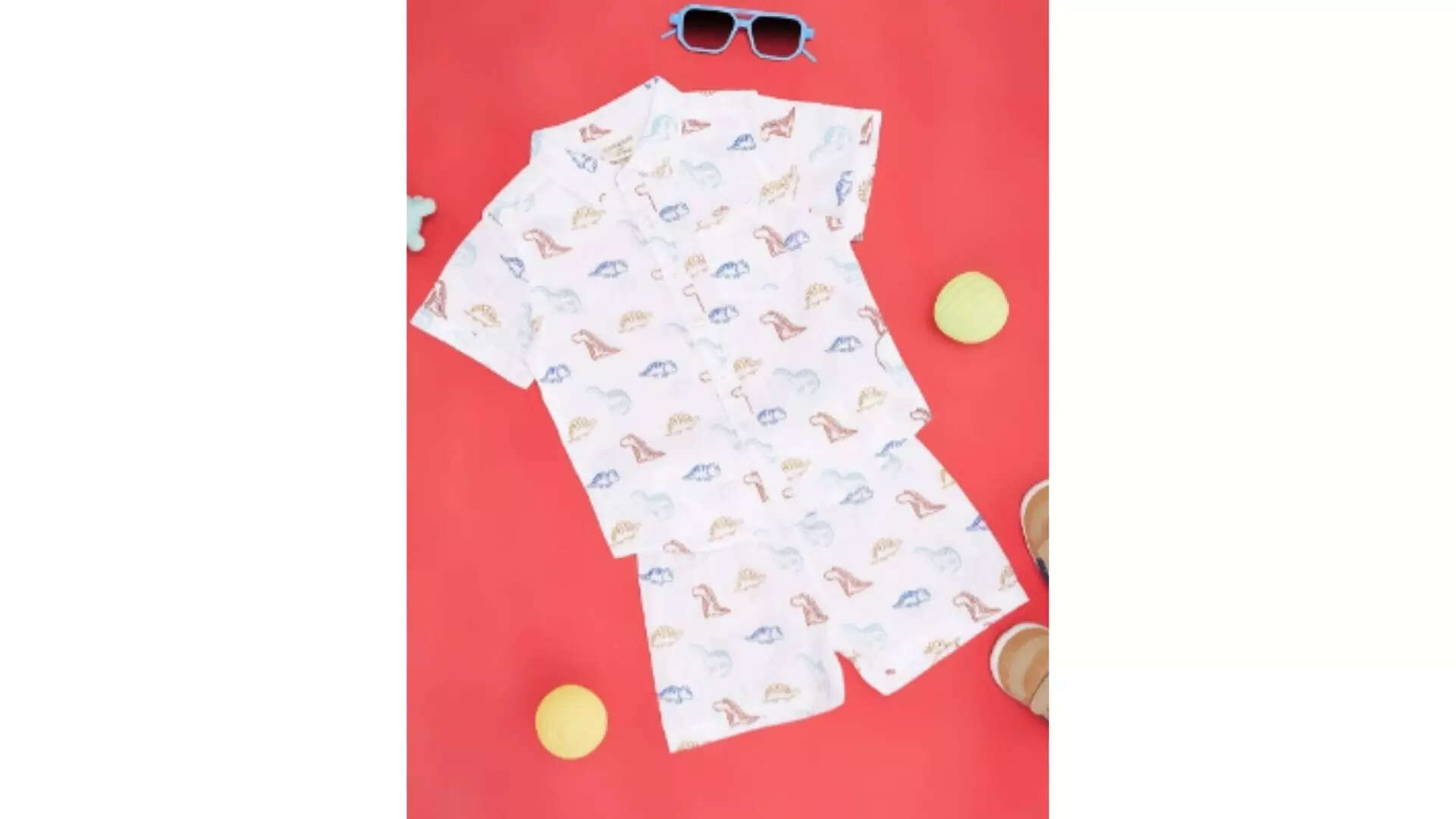 Pantaloons Baby Boys Printed Pure Cotton Shirt with Shorts Cool Comfort 