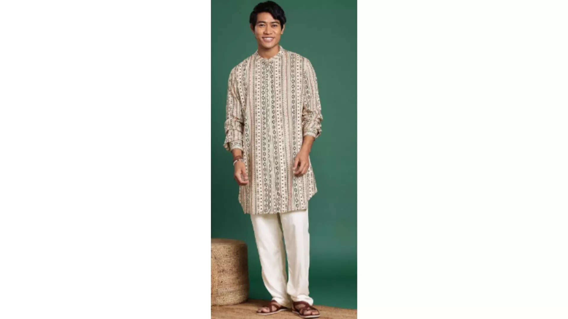 Sangria Men Ethnic Motifs Printed Regular Kurta with Trousers