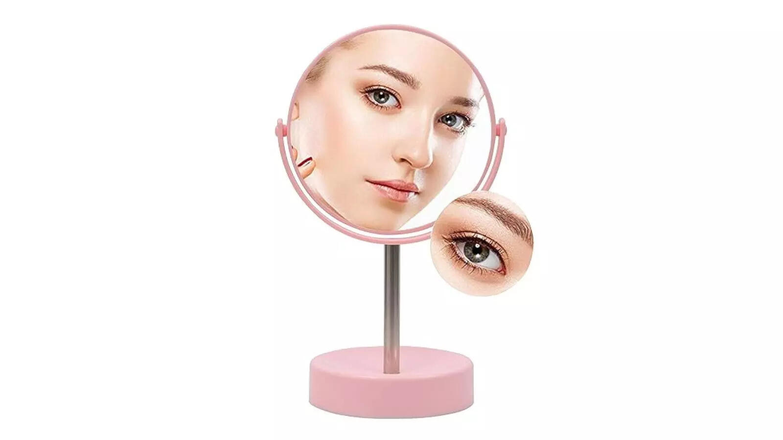 Livzing Metal Tabletop Double Side Pedestal Removable Handle Shaving Makeup Vanity Mirror