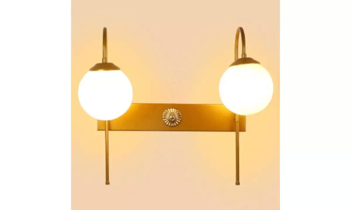 White & Beige Dual 2 Pcs Glass Shade Wall Mounted Lamp