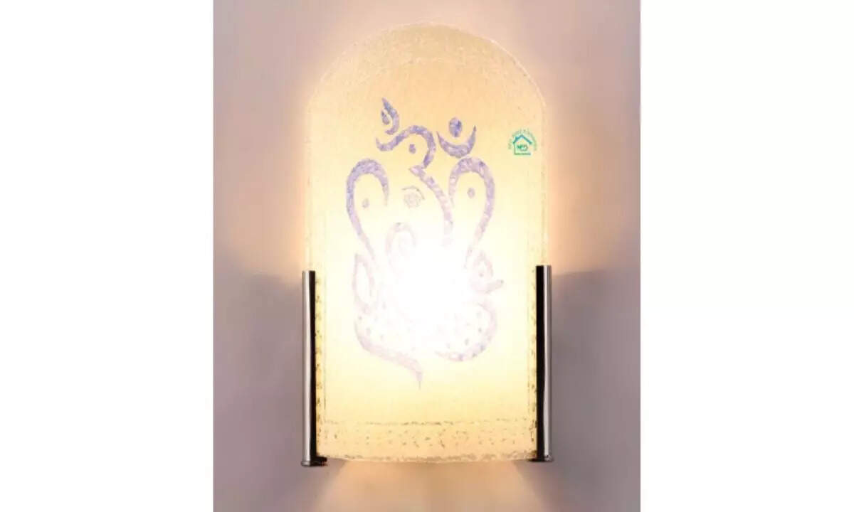 White & Blue Printed Flush Mount with Bulb