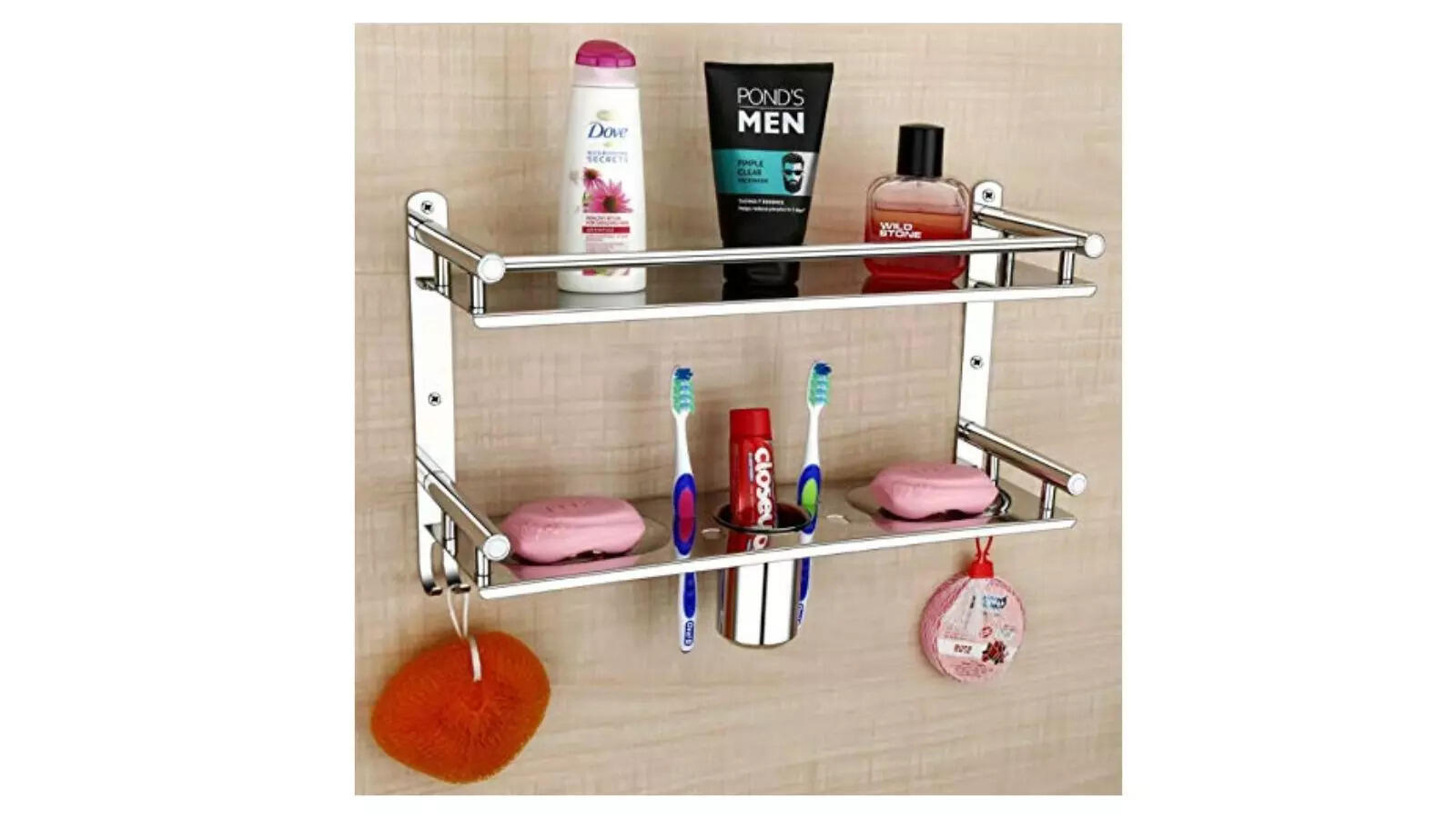 Oslen Stainless Steel 2 Layer Wall Mounted Bathroom Rack and Shelf Bathroom