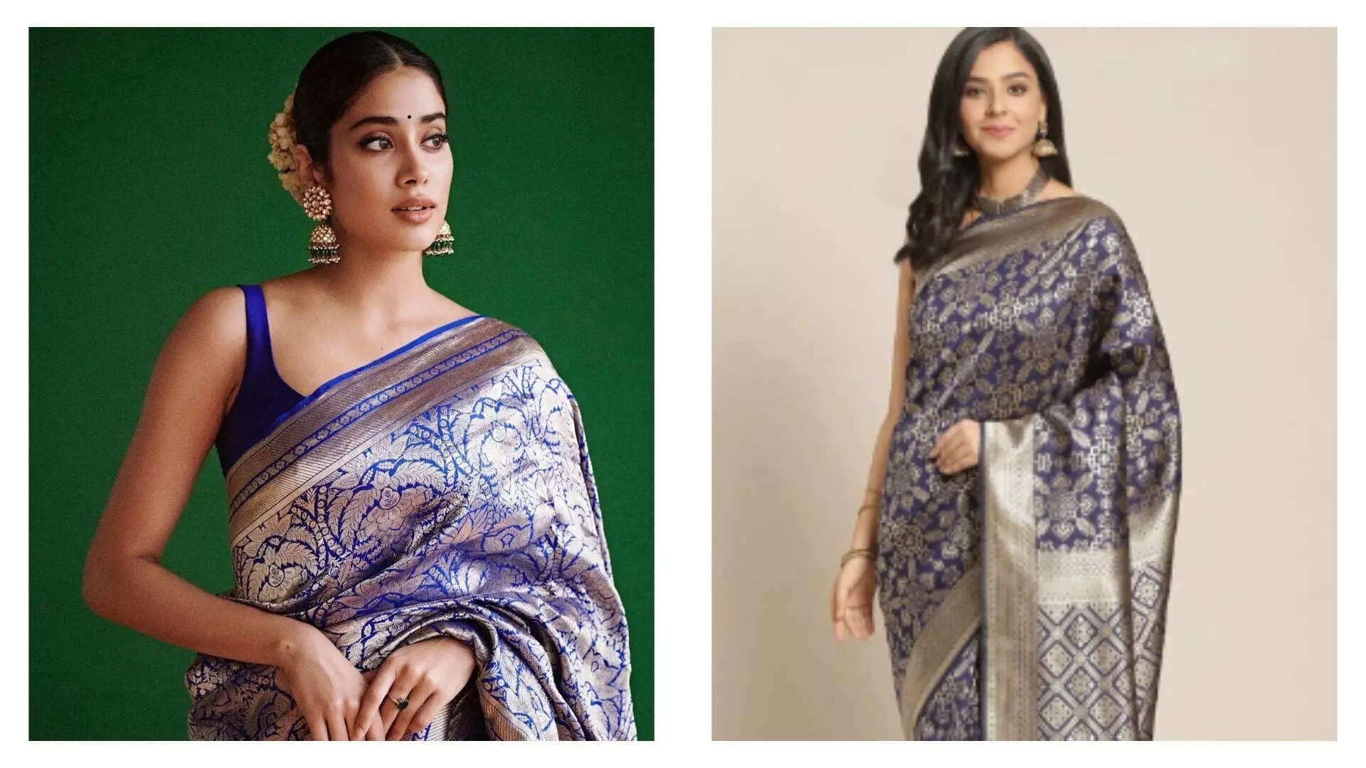 Embrace Timeless Elegance with Navy Blue and Gold Kanjeevaram Saree 