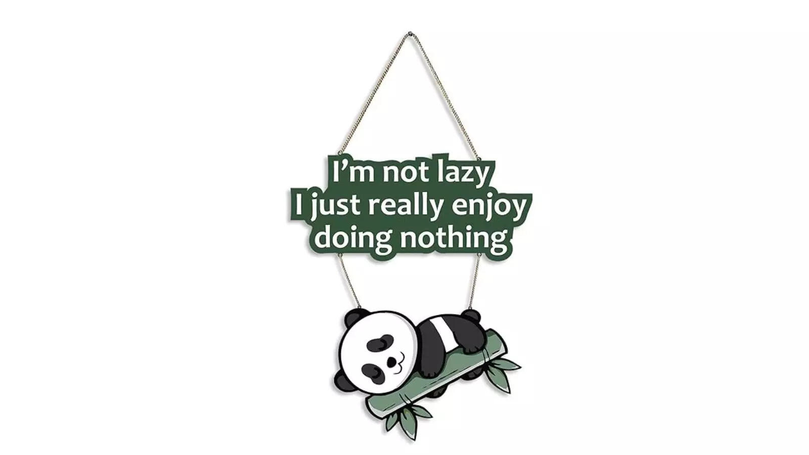 Artvibes Lazy Panda Printed Wooden Wall Hanging