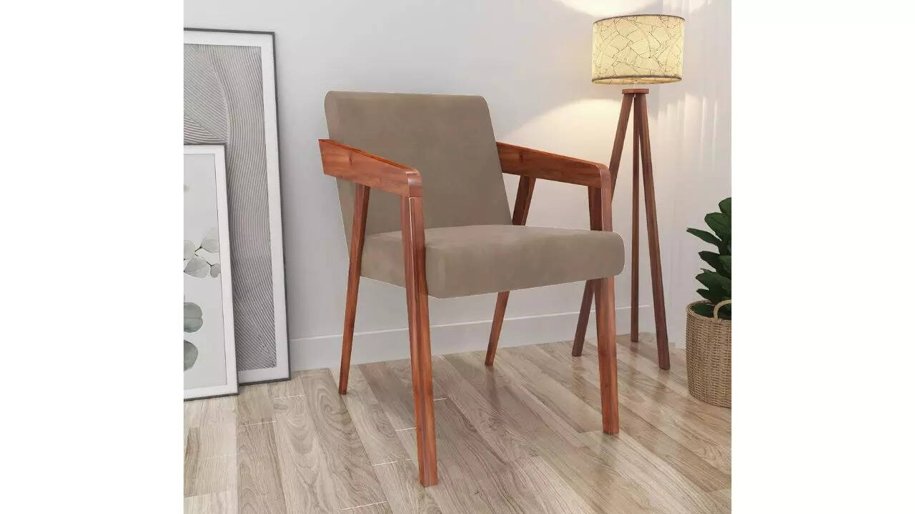PARTH DESIGNS Rosewood and Velvet Chalet Arm Chair