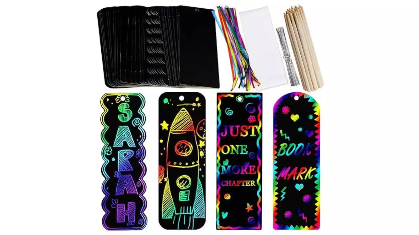 Supla 36 Sets 4 Style Magic Scratch Rainbow Bookmarks Making Kit